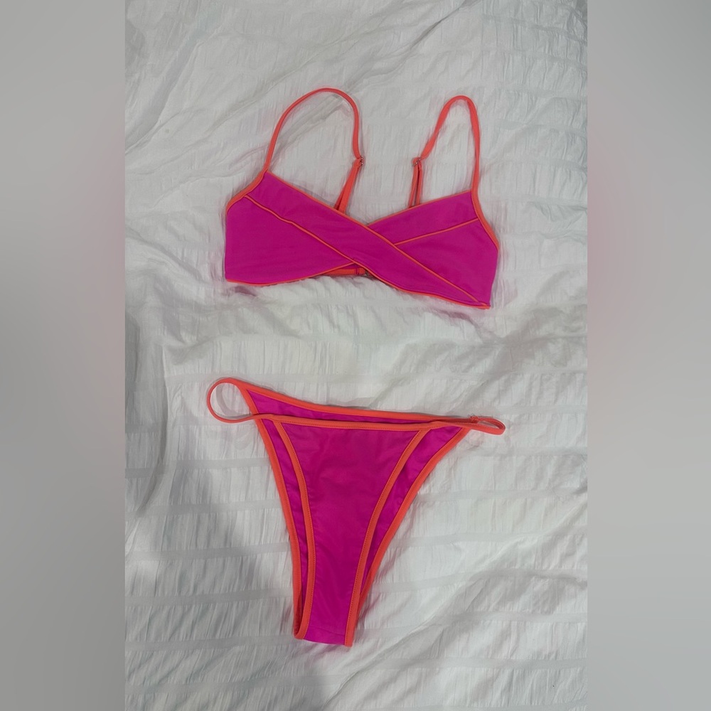 superdown Gianna Neon Pink & Orange Bikini Set XS/S - Picture 5 of 8